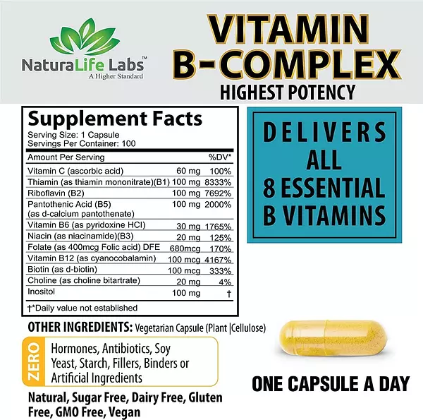 Salud y Equipamiento Médico - Complejo B 100 Mg Naturalife 2