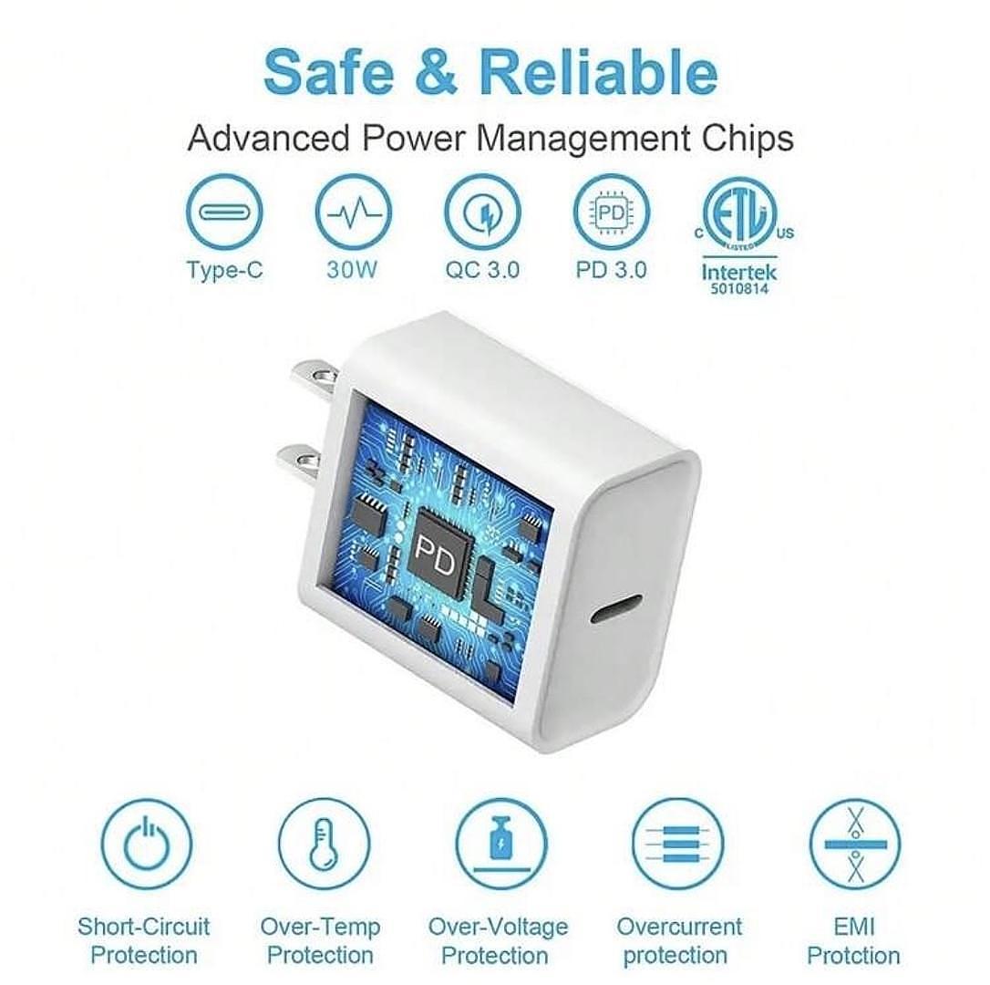 celulares y tabletas - Cargador Carga Rapida 30W para IPhone con cable de 2Metros
 1