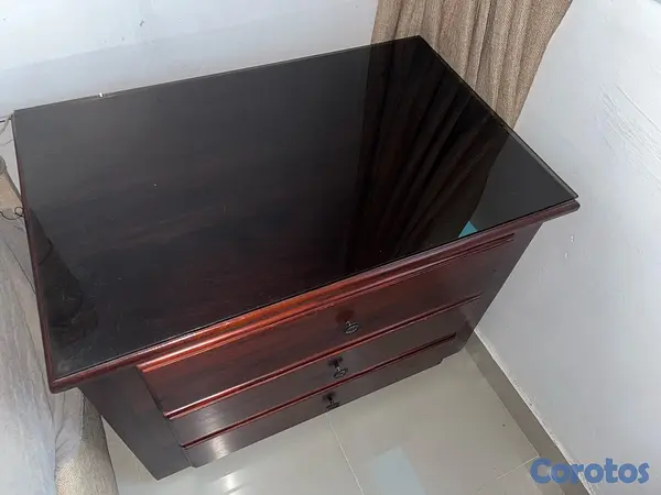 muebles y colchones - Mesa Auxiliar con gavetas y ruedas en Caoba. 60x95x75 cm 2