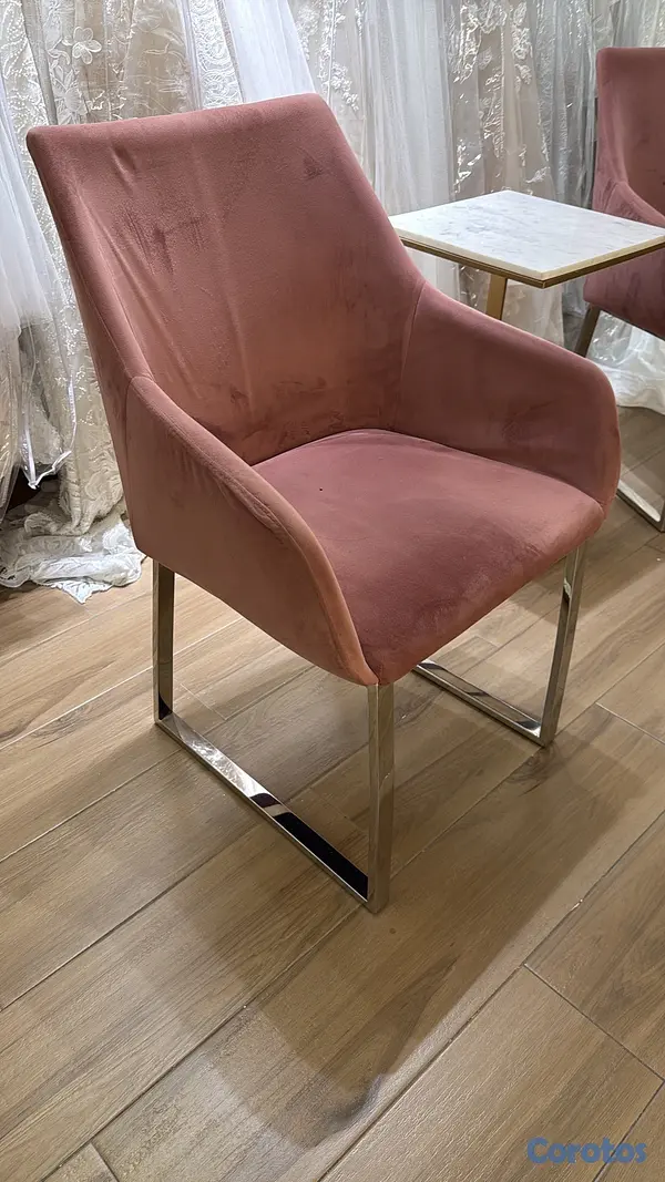 muebles y colchones - Hermosas butacas rosa viejo en acero inoxudable