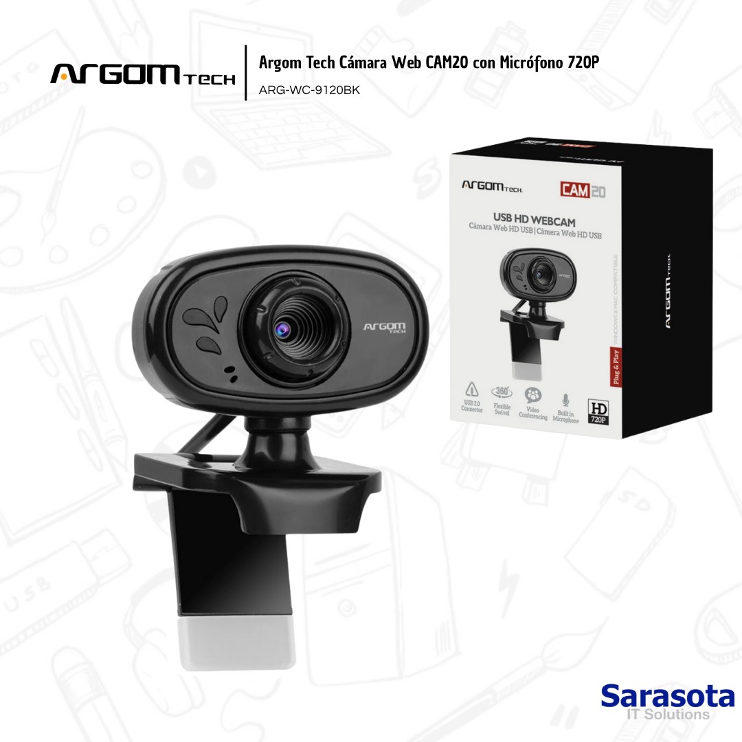 camaras y audio - Argom Tech Cámara Web CAM20 con Micrófono 720P 1