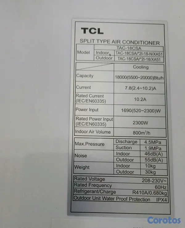 aires acondicionados y abanicos - Aire TCL 18 BTU  4