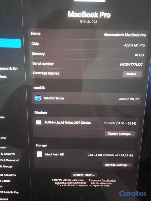 computadoras y laptops - Se Vende MacBook Pro M1 16" 10