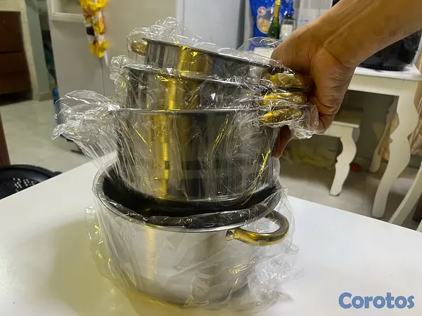 cocina - Juego de 5 ollas de acero inoxidable 9