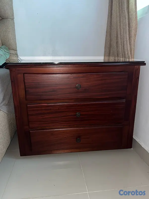 muebles y colchones - Mesa Auxiliar con gavetas y ruedas en Caoba. 60x95x75 cm 6