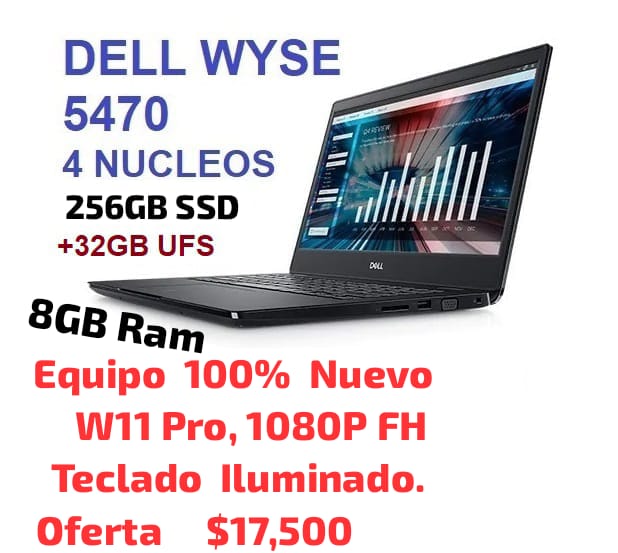 computadoras y laptops - DELL WYSE 5470 4 NUCLEOS 256GB SSD + 8GB FHD IPS 0