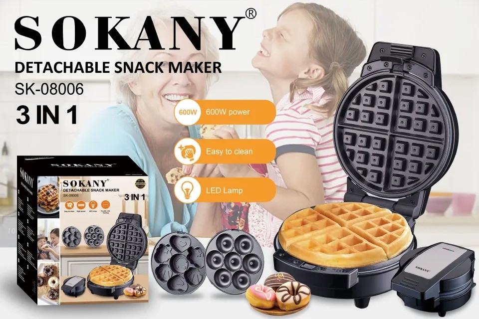 cocina - Máquina de sándwich máquina de donuts de gofres desmontable 3 en 1 máquina  1