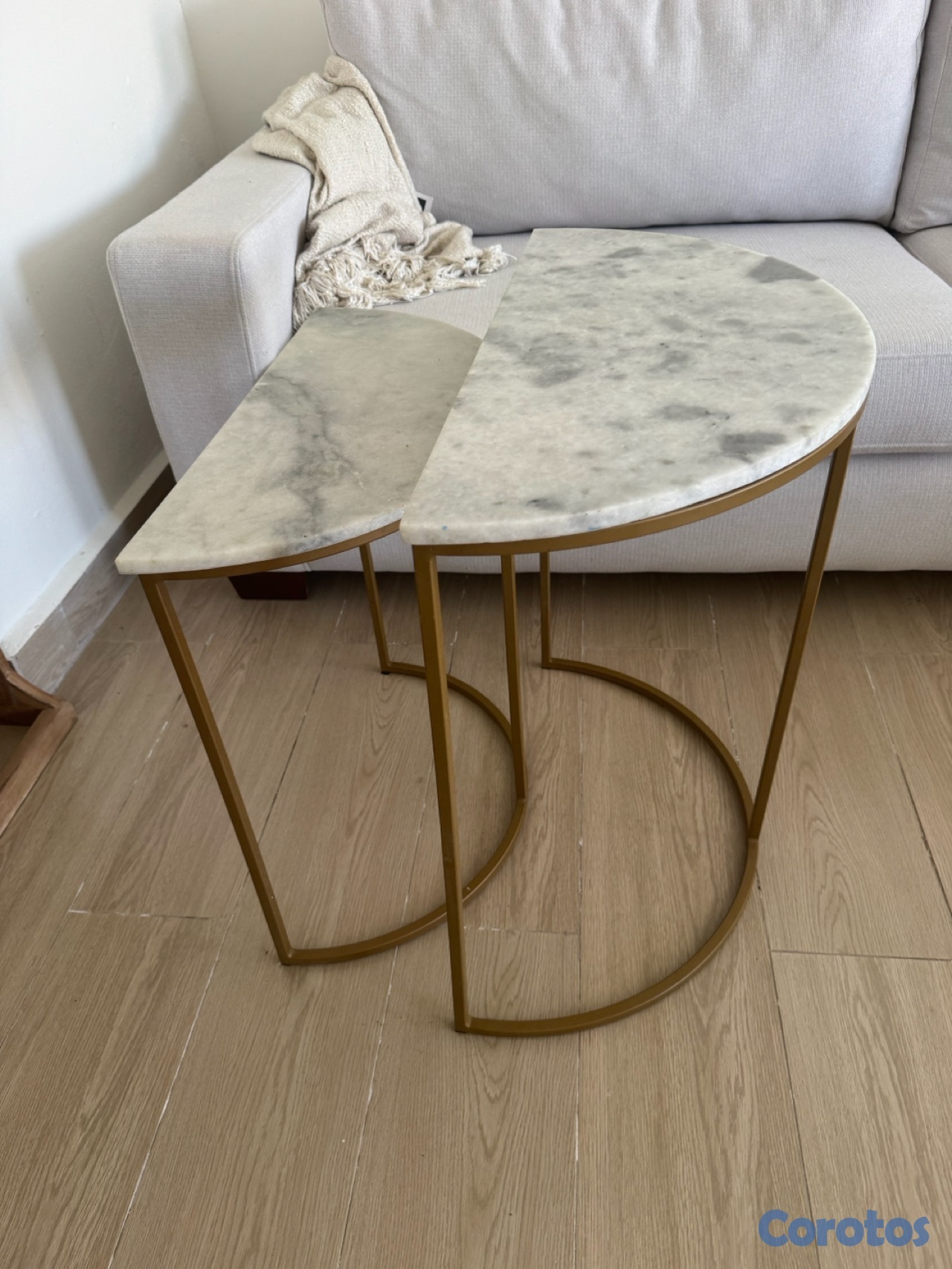 decoración y accesorios - mesas de esquina o auxiliares topes de mármol  6