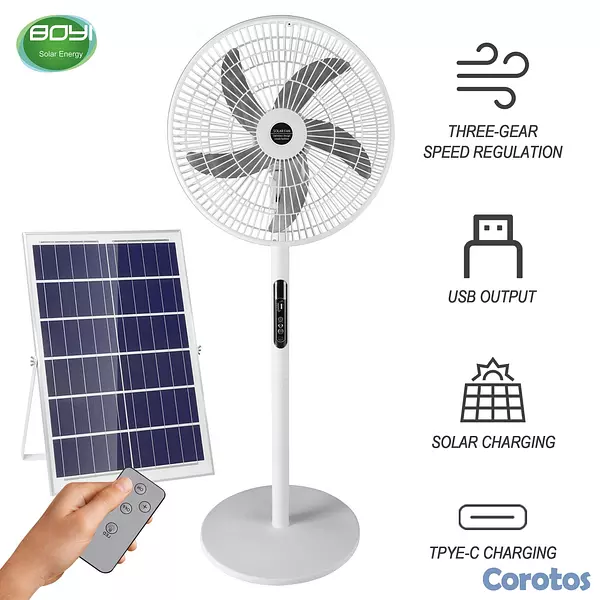 aires acondicionados y abanicos - Ventilador solar recargable 16" con panel solar y  3