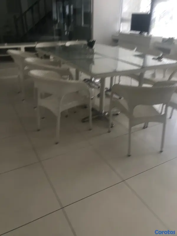 muebles y colchones - 4 sillas de mimbre sintetico blanco 3