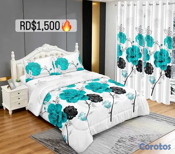 muebles y colchones - juego de colcha 5 piezas para cama de queen  2