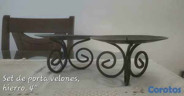 decoración y accesorios - Set de dos porta velones, hierro 3