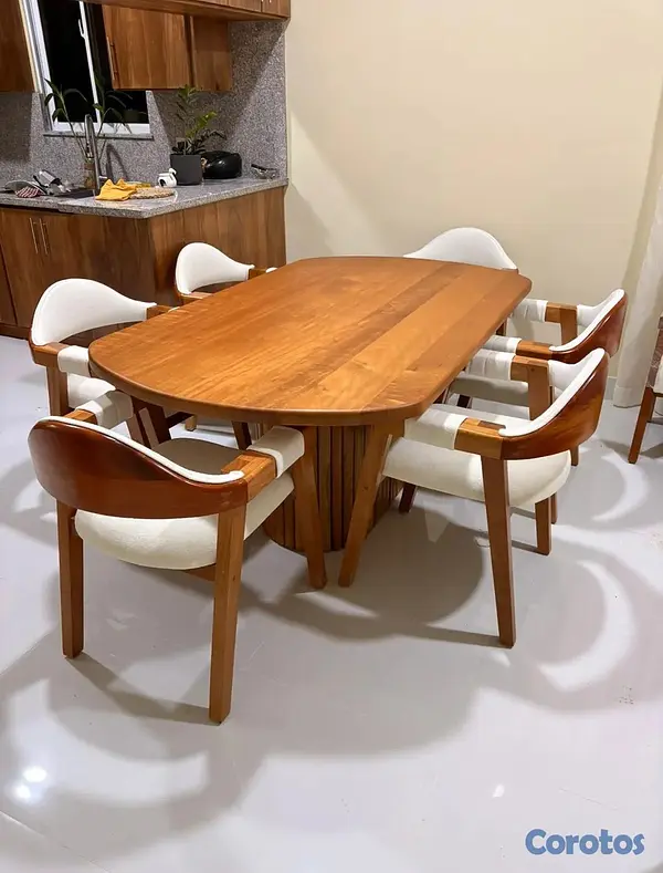 muebles y colchones -  Juego de comedor luna en caoba. 2