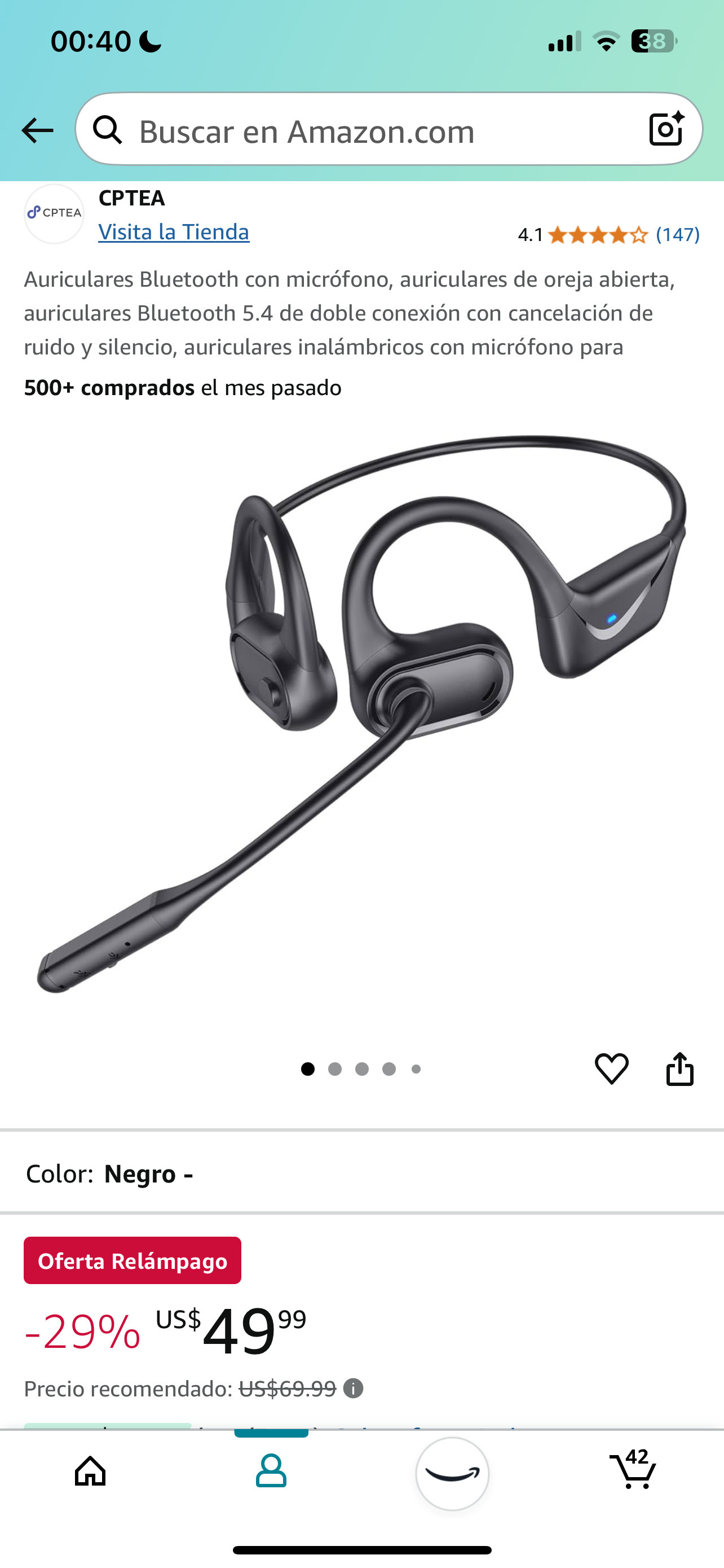 otros electronicos - Auriculares Bluetooth con micrófono, auriculares de oreja abierta, 0