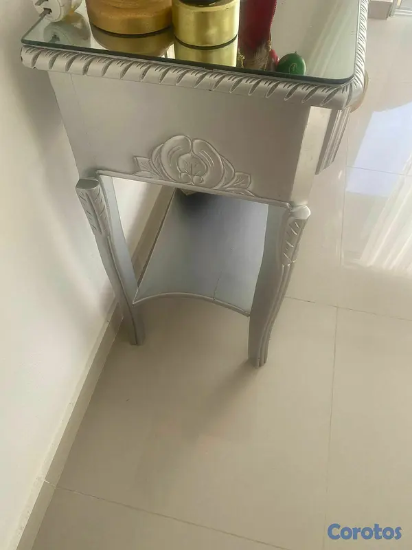 decoración y accesorios - Vendo repisa moderna en caoba pura pintada de gris 2