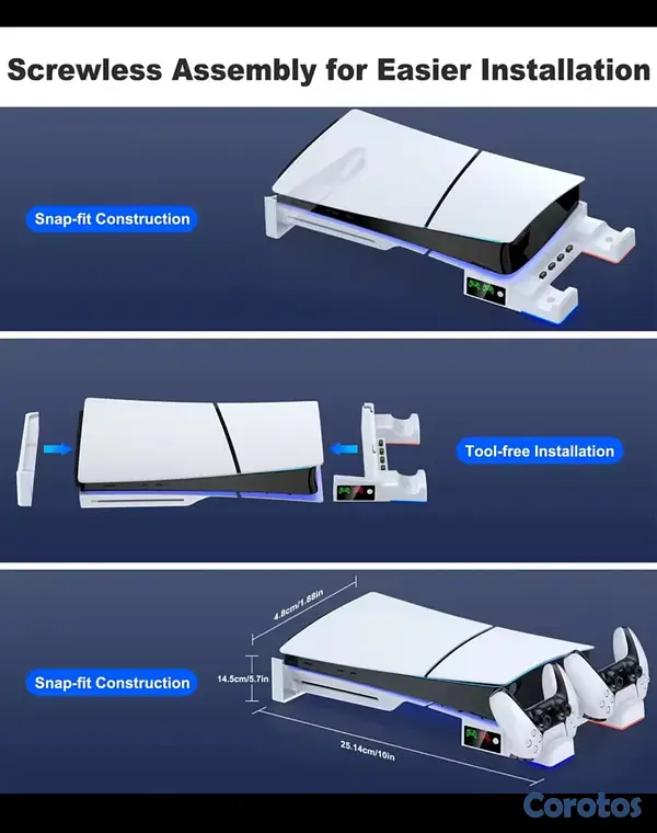 consolas y videojuegos - Base de refrigeración y carga de mandos para ps5 version slim disco y digital 2