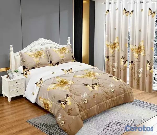 muebles y colchones - juego de colcha 5 piezas para cama de queen  7