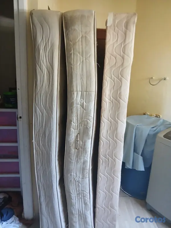 muebles y colchones - cama Queen con colchón y base de caoba  2
