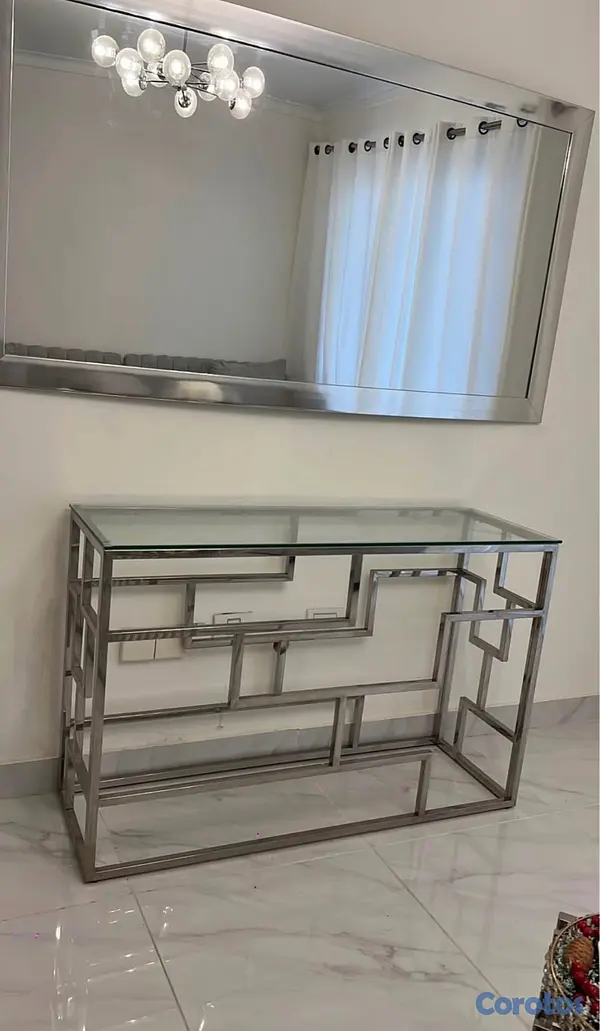 decoración y accesorios - Repisa y espejo plateado  2