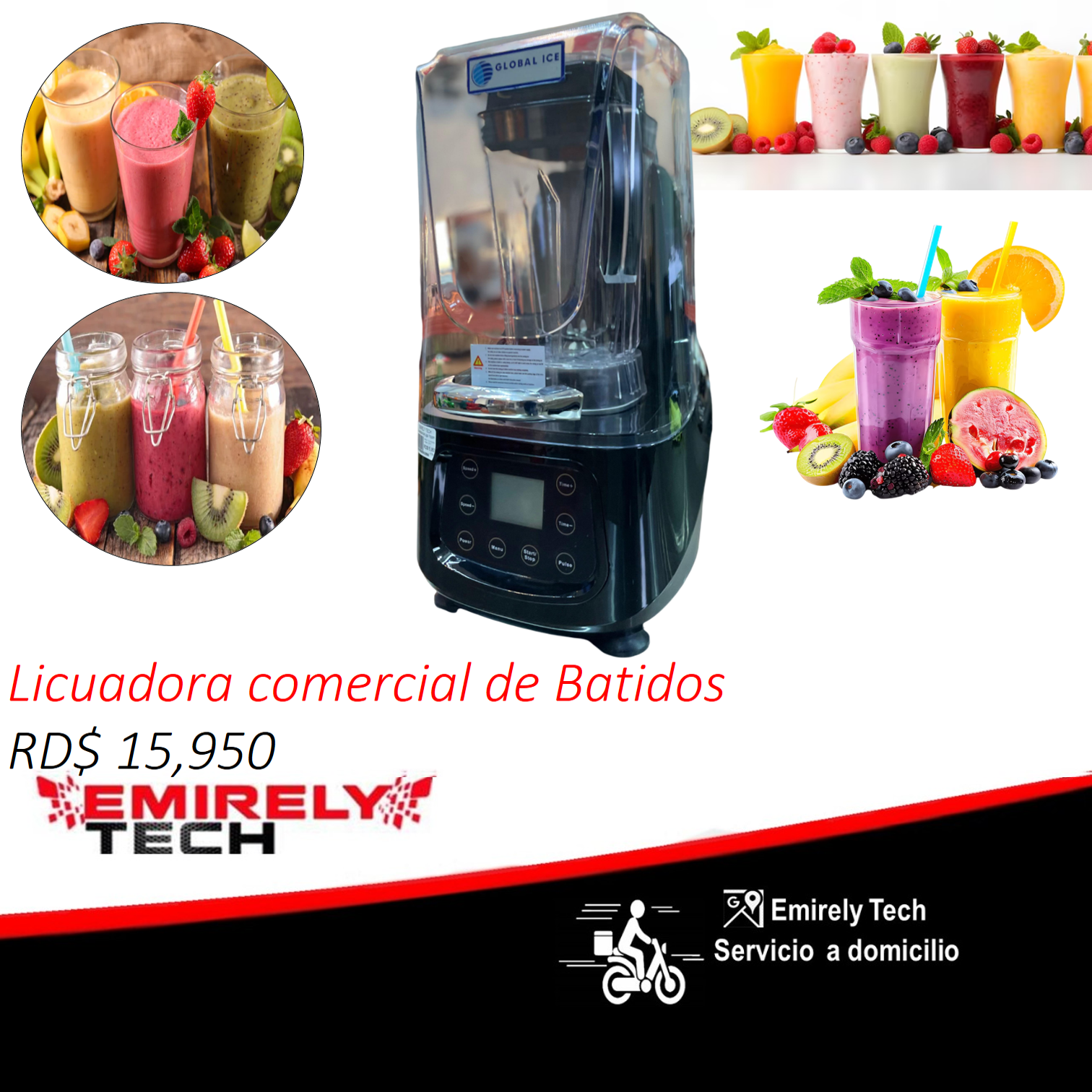 equipos profesionales - Licuadora comercial de batida smoothie jugo frozen
