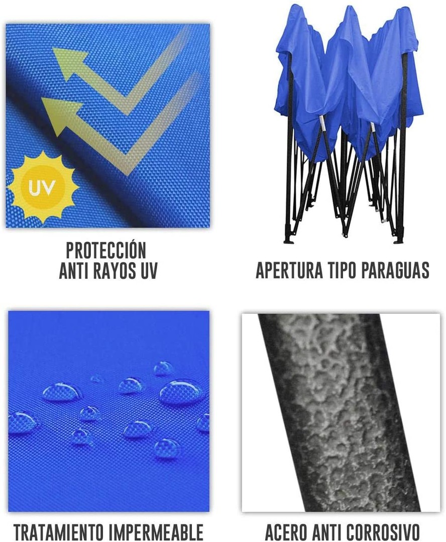 herramientas, jardines y exterior - Carpa 3x3 Toldo Plegable Impermeable Reforzado Tipo Araña 2