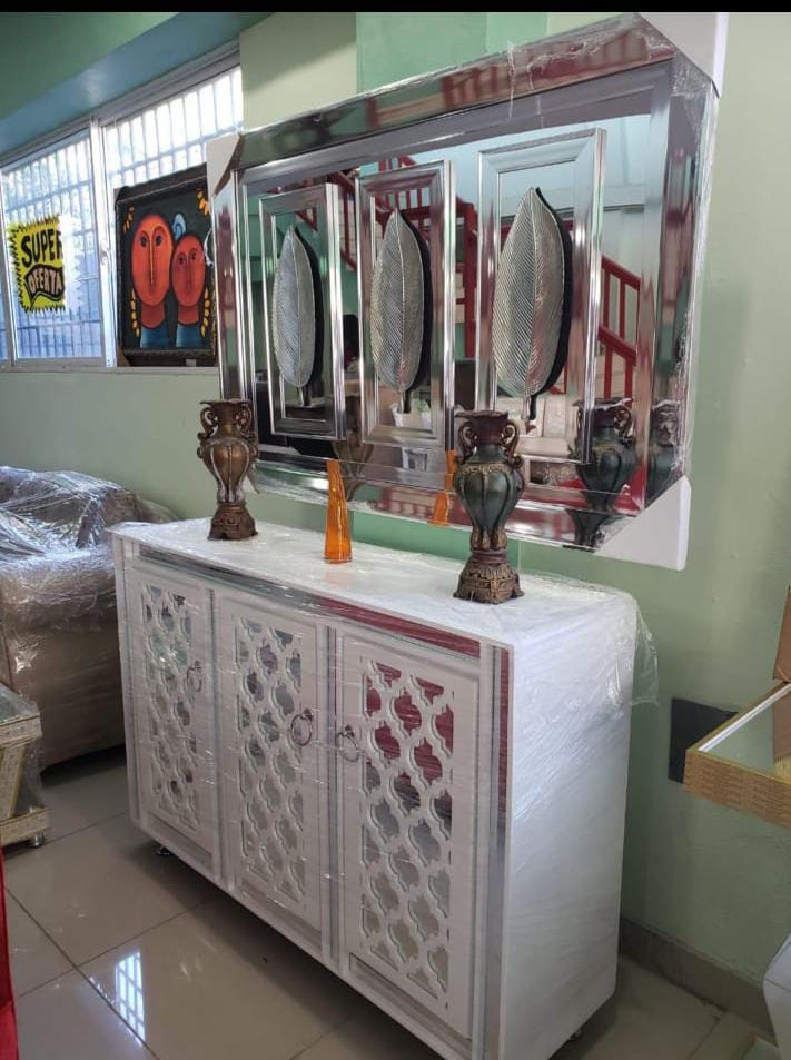 decoración y accesorios - Credenza blanca y espejo 🪞 