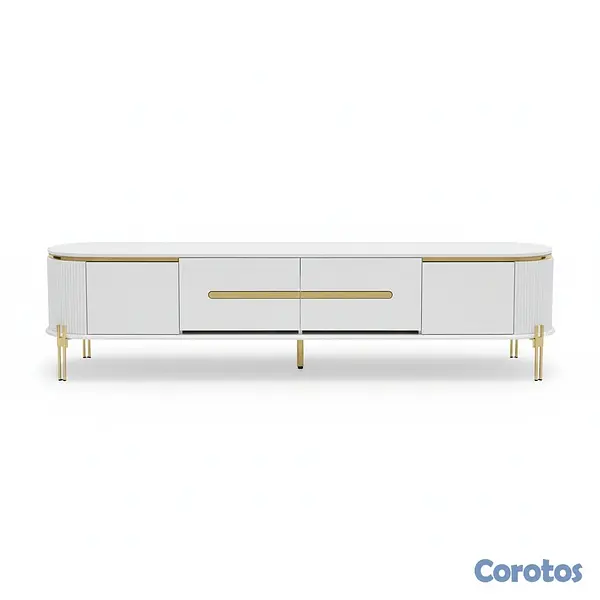 decoración y accesorios - Mesa de TV moderna de lujo con patas doradas