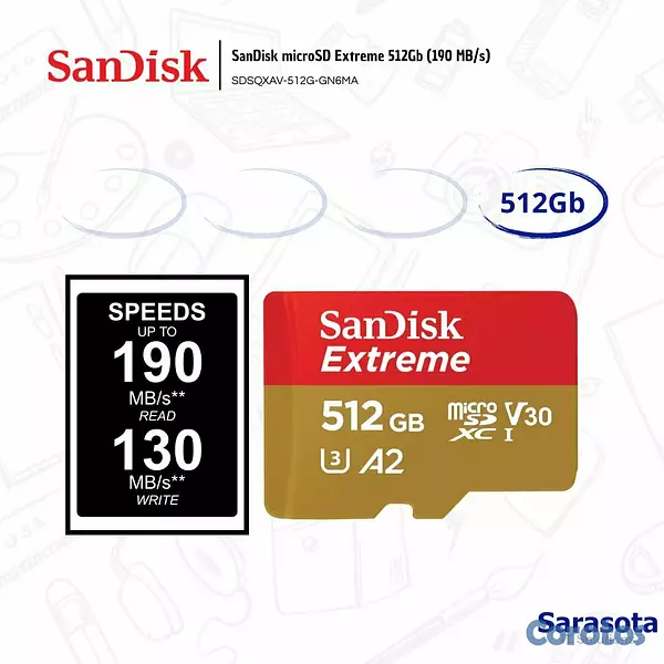 accesorios para electronica - SanDisk microSD Extreme 512Gb (190 MB/s) con Adapt 2