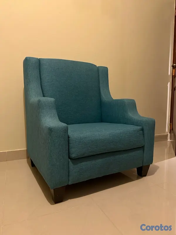 muebles y colchones - Butaca en tela de color verde, en excelente condiciones  5