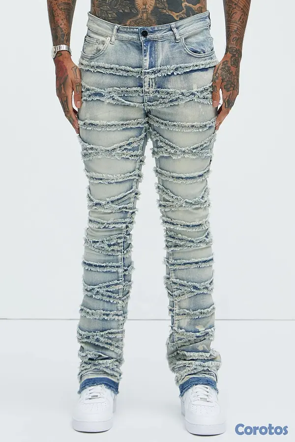 ropa para hombre - pantalón de Mezclilla pierna Ancha  2