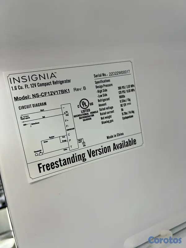 electrodomesticos -  Insignia 1.6 12 V Refrigerador 4