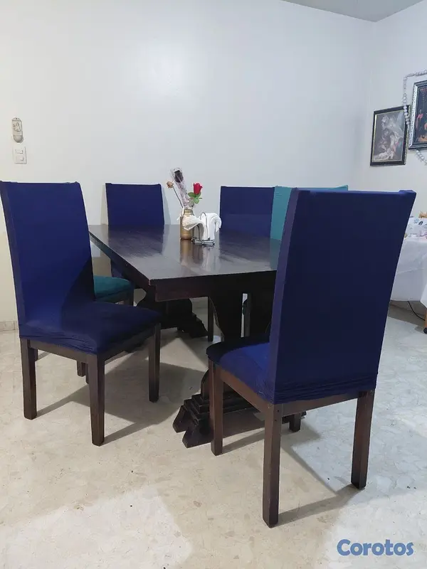 muebles y colchones - Comedor de madera maciza, 6 puestos  3