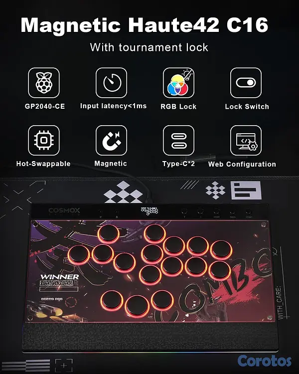 consolas y videojuegos - Cosmox Hautepad C16 - Control Arcade| PC, PS4/PS5, Switch 5