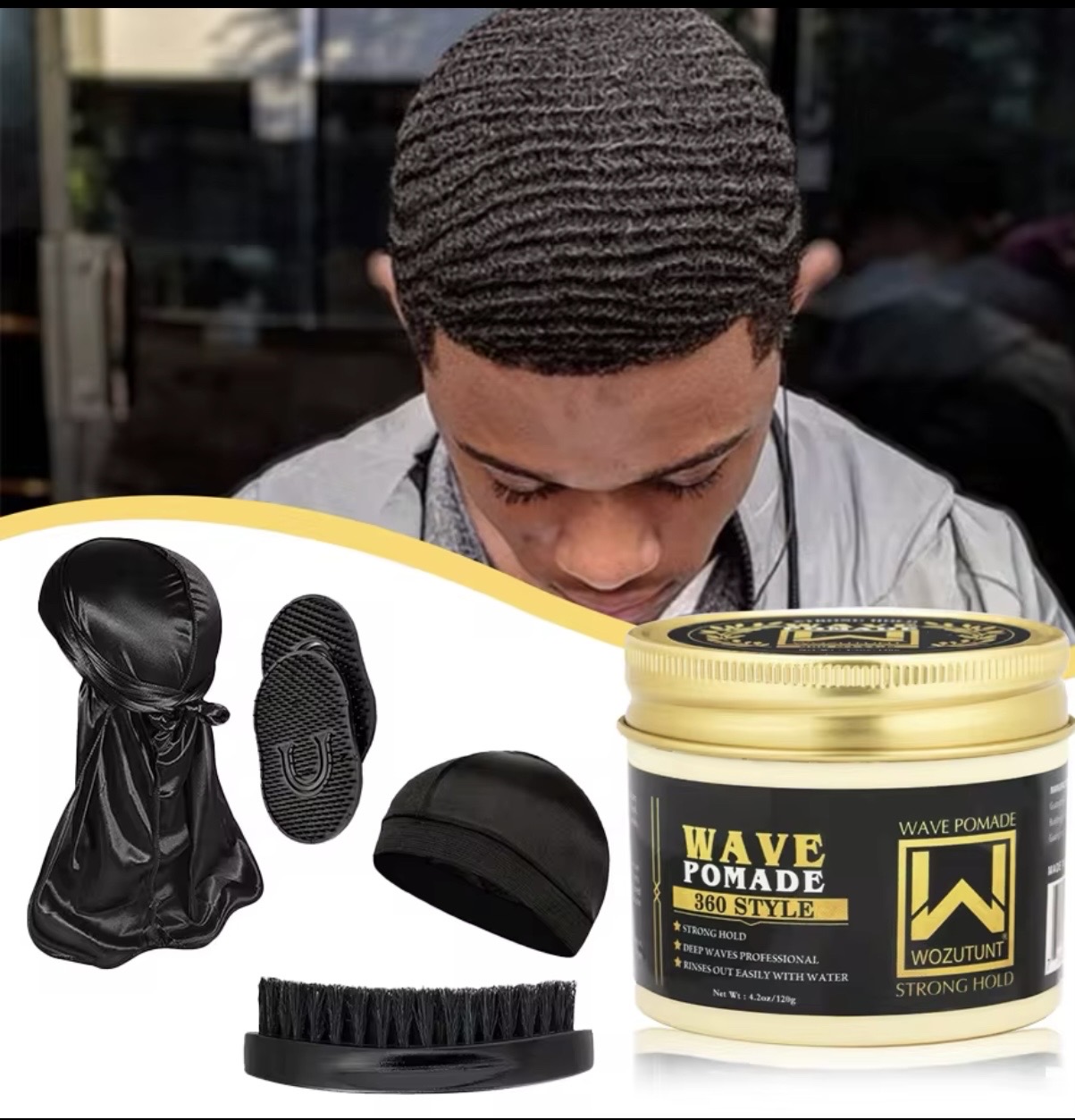 salud y belleza - kit de pomada wave 360 stile completo para las ondas del cabello  0