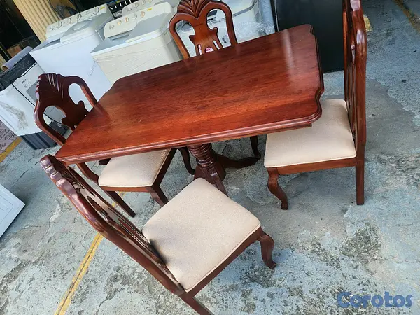 muebles y colchones - comedor 4 sillas acacia con sillas de caoba 3