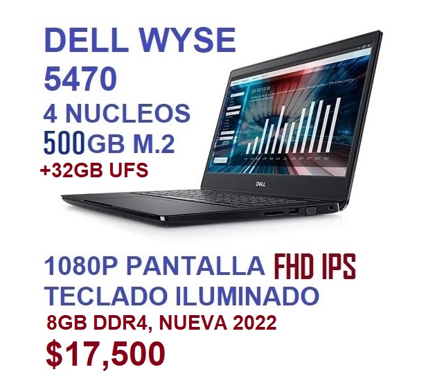 computadoras y laptops - DELL WYSE 5470 4 NUCLEOS 256GB SSD + 8GB FHD IPS 1