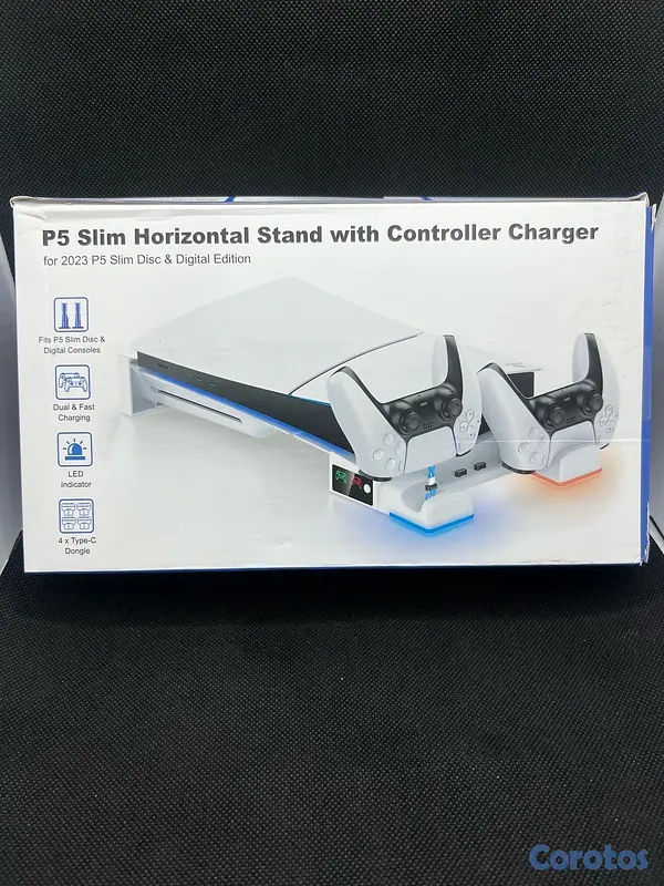 consolas y videojuegos - Base de refrigeración y carga de mandos para ps5 version slim disco y digital 5