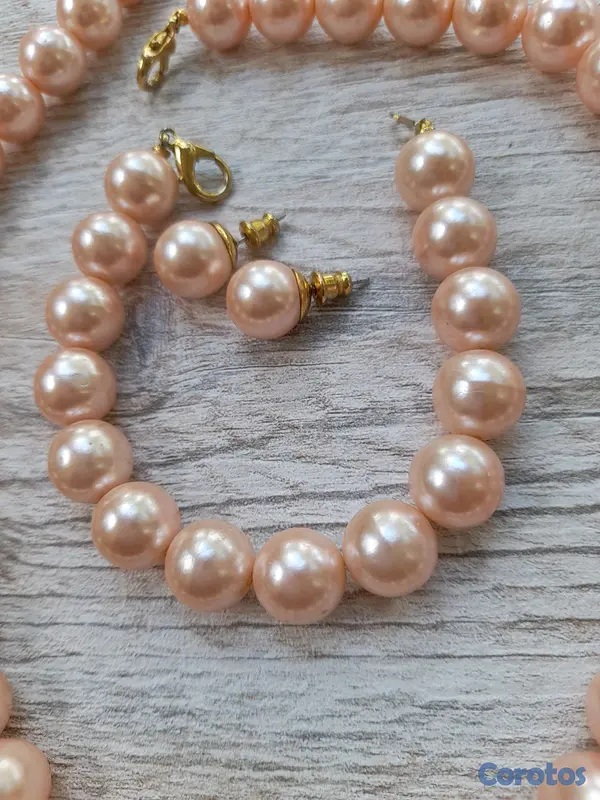 joyas, relojes y accesorios - Se vende juego de Perla Rosada Vintange, Marvella  3