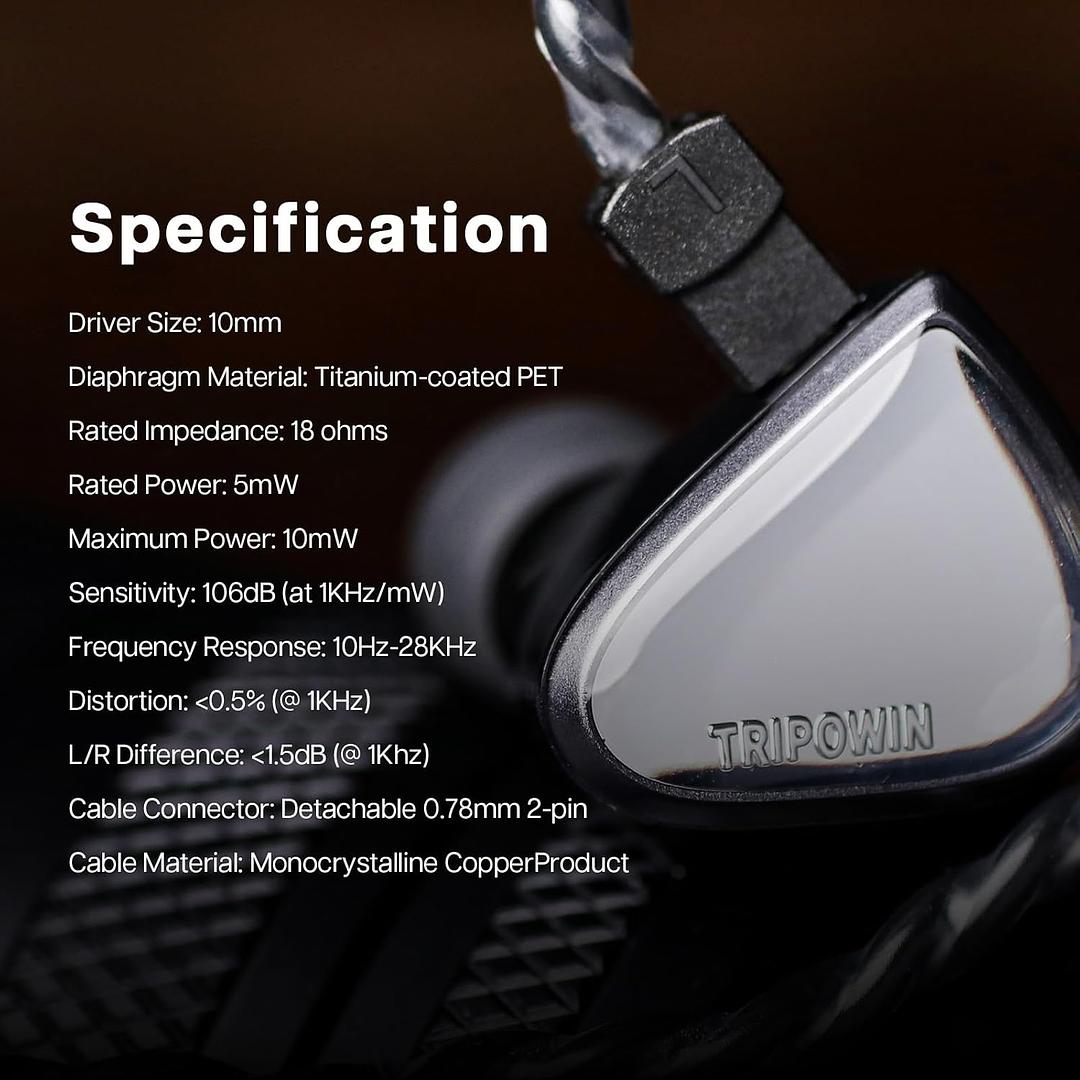 camaras y audio - Tripowin Vivace auriculares IEM Titanium 10mm DD  3
