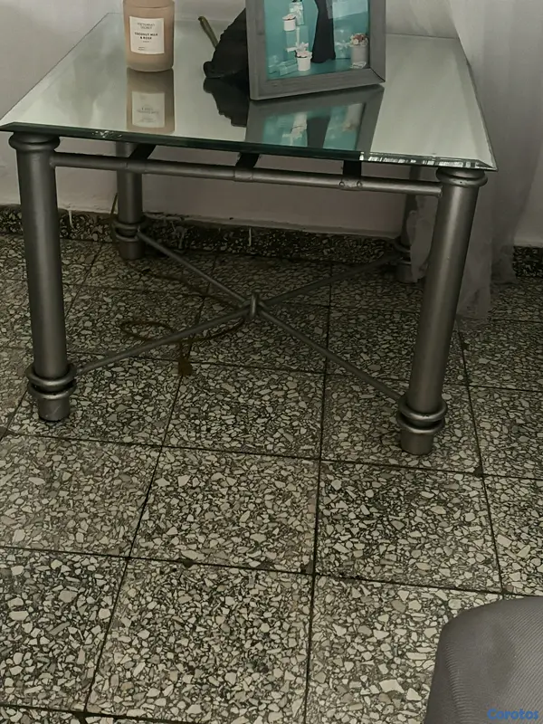 muebles y colchones - mesitas de acero y vidrio  2