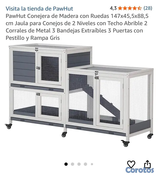 decoración y accesorios - Jaula para conejos dos niveles de madera  2