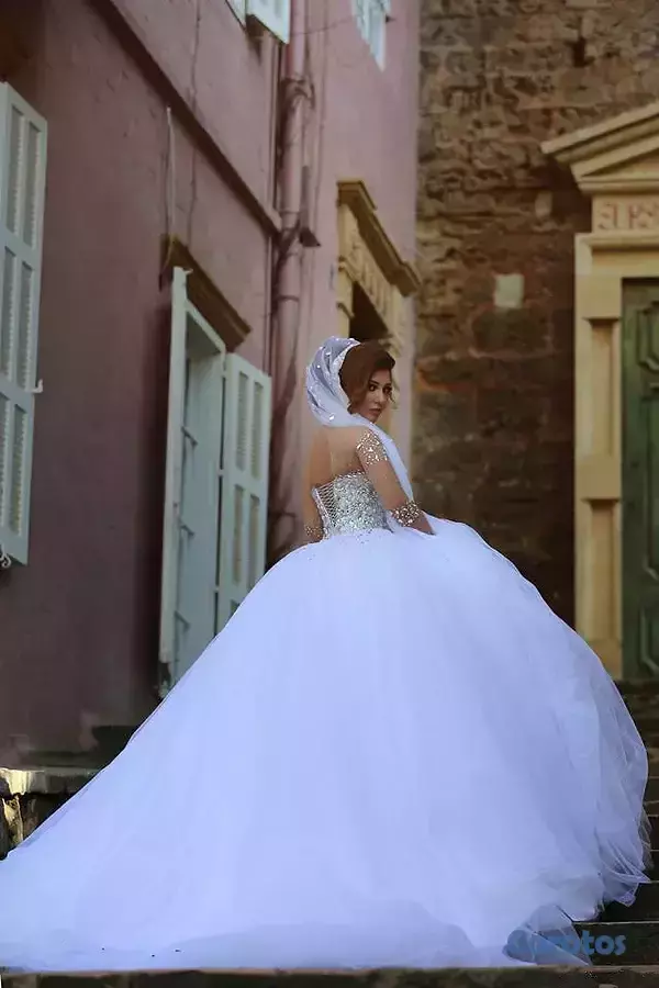 ropa para mujer - Vestidos de Novia de Cristal con Mangas Largas y A 2