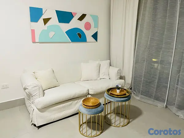 muebles y colchones - Sofa blanco de tela  5