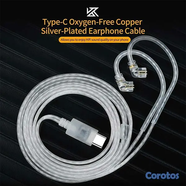 accesorios para electronica - Cable de auriculares tipo USB C con pin QDC/S/C para IEM's KZ 4