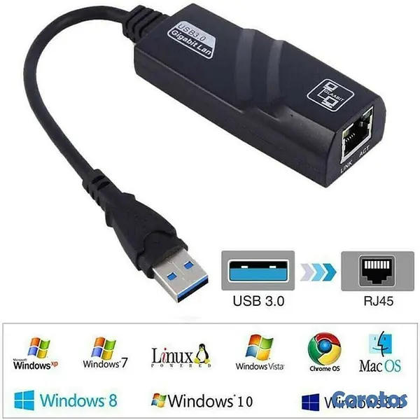 accesorios para electronica - Adaptador USB 3.0 a Ethernet red RJ45 LAN cableada Gigabit. 3