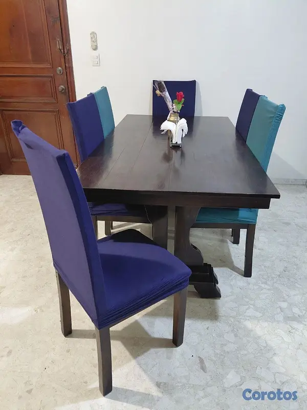 muebles y colchones - Comedor de madera maciza, 6 puestos  2