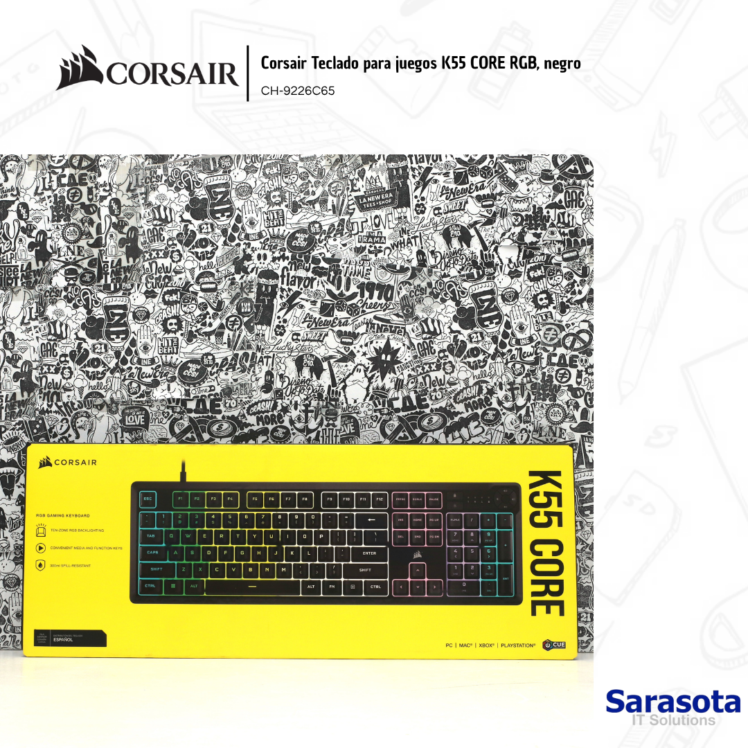 accesorios para electronica - Corsair Teclado para juegos K55 CORE RGB, negro CH
