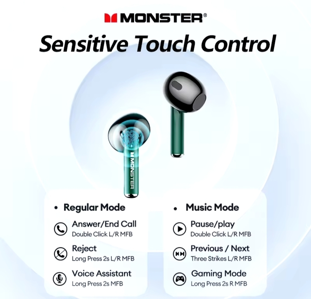 accesorios para electronica - Auricular Gamer Monster XKT16 bluetooth 5.3 2
