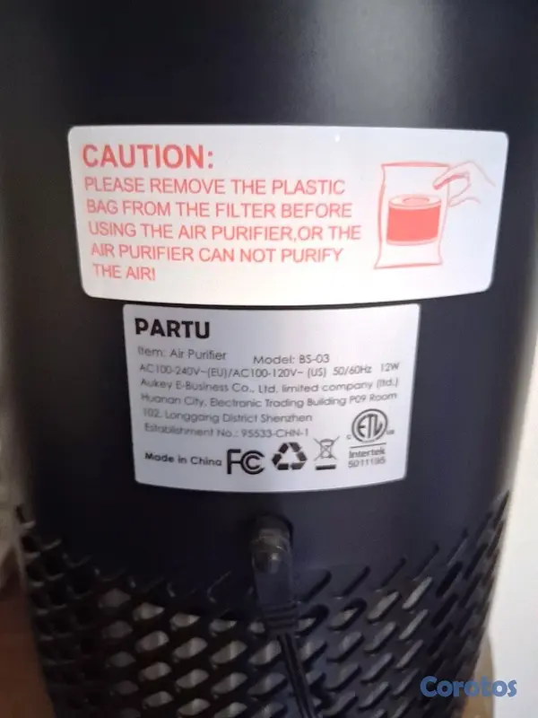 electrodomesticos - Purificador de Aire Partu BS-03 Compacto Usado com 3