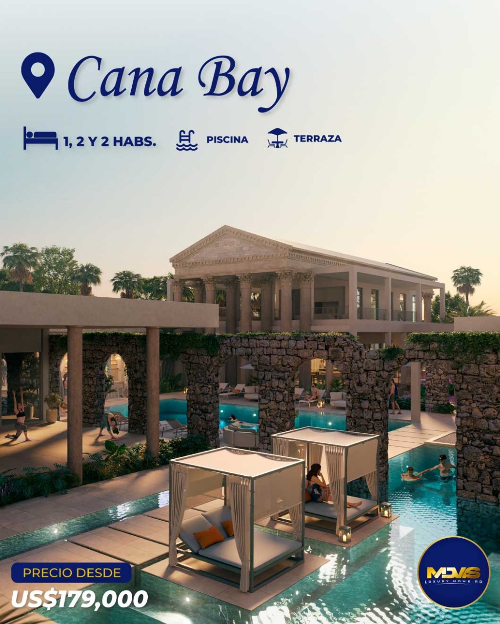 apartamentos - Apartamento amueblado en Cana Bay, Punta Cana con piscina, cancha, campo de golf 0